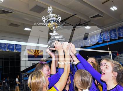 Thumbnail 3 in Sunrise Mountain vs. Centennial (Final - PUSD Girls Volleyball Tournament) photogallery.