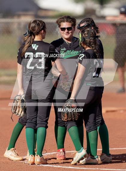 Thumbnail 1 in Pahrump Valley @ Virgin Valley (2024 NIAA 3A Southern Region Softball Playoffs) photogallery.