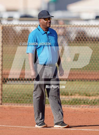 Thumbnail 3 in Pahrump Valley @ Virgin Valley (2024 NIAA 3A Southern Region Softball Playoffs) photogallery.