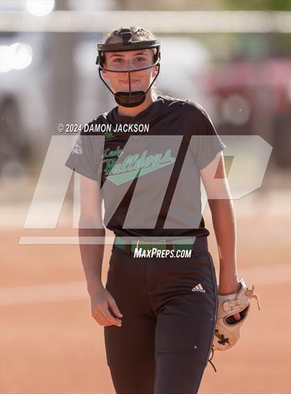 Thumbnail 2 in Pahrump Valley @ Virgin Valley (2024 NIAA 3A Southern Region Softball Playoffs) photogallery.