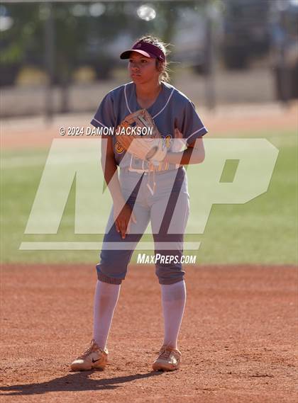 Thumbnail 2 in Pahrump Valley @ Virgin Valley (2024 NIAA 3A Southern Region Softball Playoffs) photogallery.