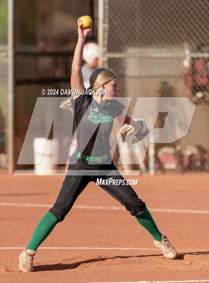 Thumbnail 1 in Pahrump Valley @ Virgin Valley (2024 NIAA 3A Southern Region Softball Playoffs) photogallery.