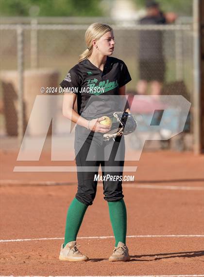Thumbnail 3 in Pahrump Valley @ Virgin Valley (2024 NIAA 3A Southern Region Softball Playoffs) photogallery.