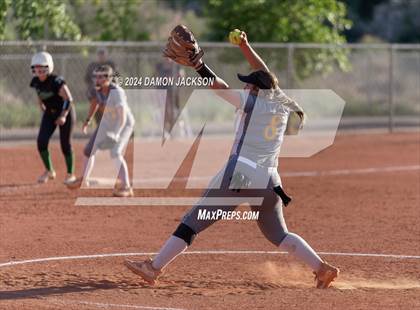 Thumbnail 2 in Pahrump Valley @ Virgin Valley (2024 NIAA 3A Southern Region Softball Playoffs) photogallery.