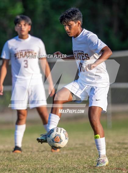 Thumbnail 1 in Lumberton vs St. Pauls (Robeson Cup Soccer Tournament - Semifinal) photogallery.