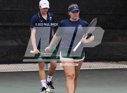 Thumbnail 3 in UIL 5A Tennis Girls Mixed Doubles Semifinal photogallery.