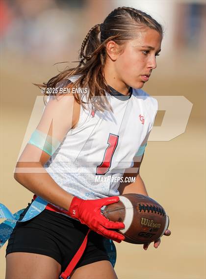 Thumbnail 1 in St. Anne-Pacelli vs. Mount de Sales Academy (GIAA Flag Football Championship) photogallery.