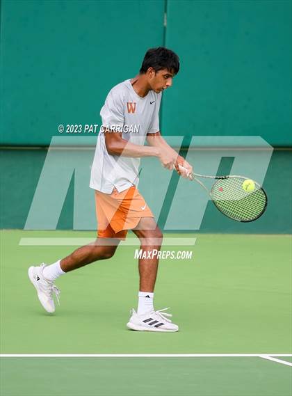 Thumbnail 3 in The Woodlands vs Round Rock Westwood (UIL 6A Team Tennis Final) <B>Only One Team</B> photogallery.