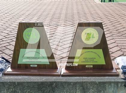 Thumbnail 1 in The Woodlands vs Round Rock Westwood (UIL 6A Team Tennis Final) <B>Only One Team</B> photogallery.