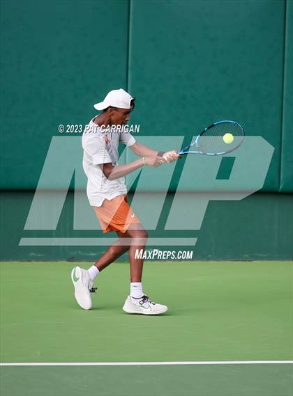 Thumbnail 1 in The Woodlands vs Round Rock Westwood (UIL 6A Team Tennis Final) <B>Only One Team</B> photogallery.