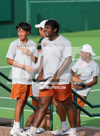 Thumbnail 2 in The Woodlands vs Round Rock Westwood (UIL 6A Team Tennis Final) <B>Only One Team</B> photogallery.
