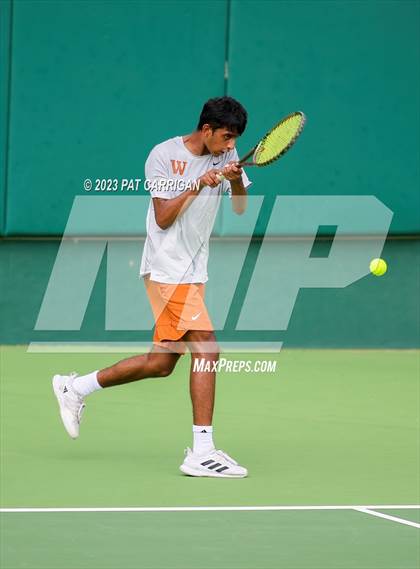 Thumbnail 1 in The Woodlands vs Round Rock Westwood (UIL 6A Team Tennis Final) <B>Only One Team</B> photogallery.