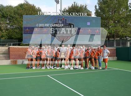 Thumbnail 1 in The Woodlands vs Round Rock Westwood (UIL 6A Team Tennis Final) <B>Only One Team</B> photogallery.