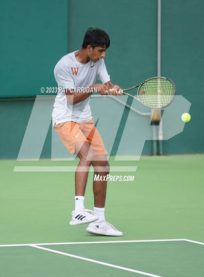 Thumbnail 1 in The Woodlands vs Round Rock Westwood (UIL 6A Team Tennis Final) <B>Only One Team</B> photogallery.