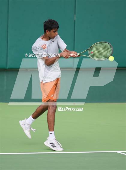 Thumbnail 2 in The Woodlands vs Round Rock Westwood (UIL 6A Team Tennis Final) <B>Only One Team</B> photogallery.