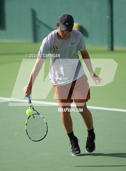 Thumbnail 2 in The Woodlands vs Round Rock Westwood (UIL 6A Team Tennis Final) <B>Only One Team</B> photogallery.