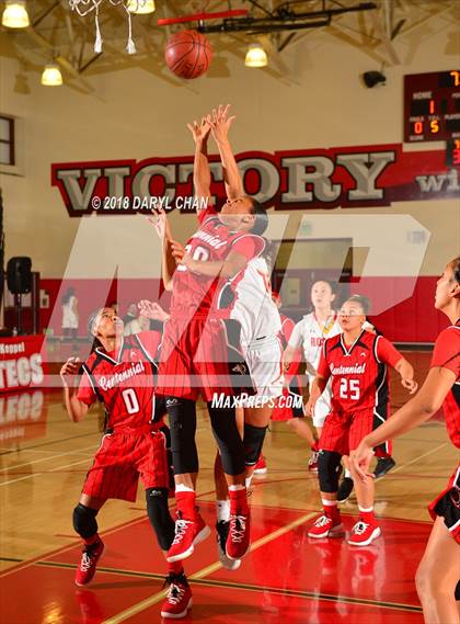 Thumbnail 1 in Centennial vs. Rosary Academy (Mark Keppel Tournament) photogallery.