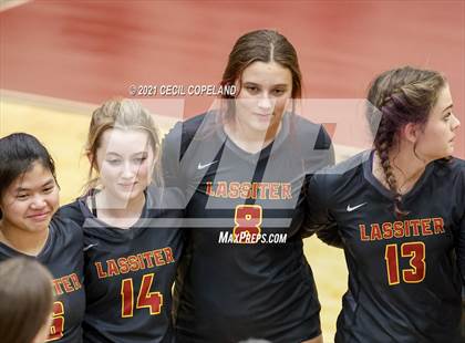 Thumbnail 2 in Lassiter vs Creekview (GHSA 6A Quarterfinal State Volleyball Championship) photogallery.