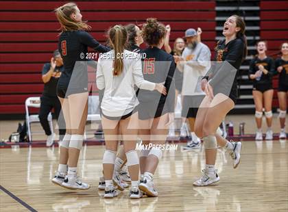Thumbnail 3 in Lassiter vs Creekview (GHSA 6A Quarterfinal State Volleyball Championship) photogallery.