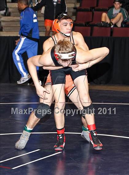 Thumbnail 1 in CIF State Boys Wrestling Championships (Round 2 - 145-285 lbs) photogallery.