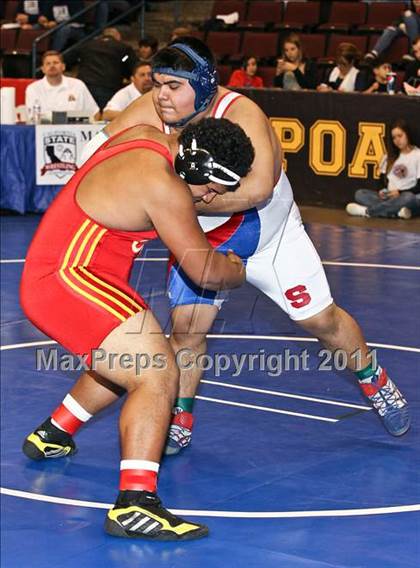 Thumbnail 3 in CIF State Boys Wrestling Championships (Round 2 - 145-285 lbs) photogallery.