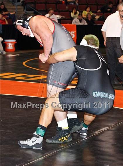 Thumbnail 3 in CIF State Boys Wrestling Championships (Round 2 - 145-285 lbs) photogallery.
