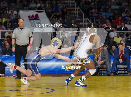 Thumbnail 1 in NYSPHSAA D1 Wrestling Championships (Finals 132 - 160 lbs) photogallery.