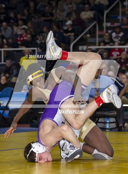 Thumbnail 1 in NYSPHSAA D1 Wrestling Championships (Finals 132 - 160 lbs) photogallery.