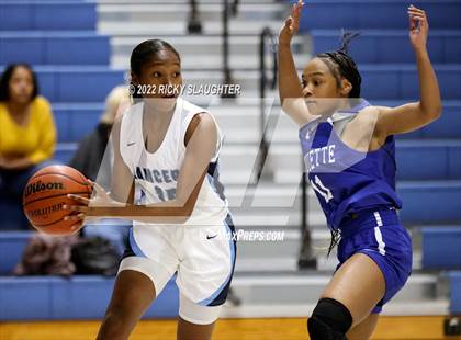 Thumbnail 2 in Belleville East vs. Marquette Catholic (12th Annual Columbia Girls Basketball Tip Off Classic) photogallery.