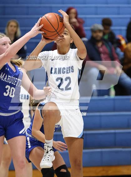 Thumbnail 2 in Belleville East vs. Marquette Catholic (12th Annual Columbia Girls Basketball Tip Off Classic) photogallery.