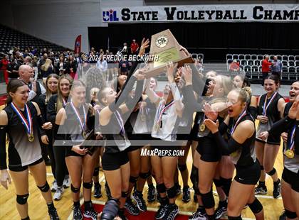 Thumbnail 3 in Goliad vs. Bushland (UIL 3A Volleyball Division I Final) photogallery.