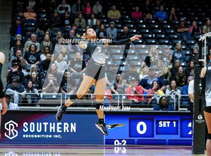 Thumbnail 3 in Goliad vs. Bushland (UIL 3A Volleyball Division I Final) photogallery.