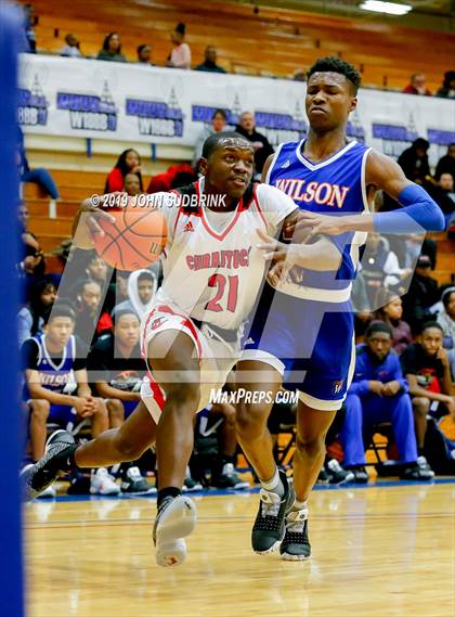 Thumbnail 2 in Currituck County vs Woodrow Wilson (Robert L. Vaughan Border Clash Basketball Invitational) photogallery.