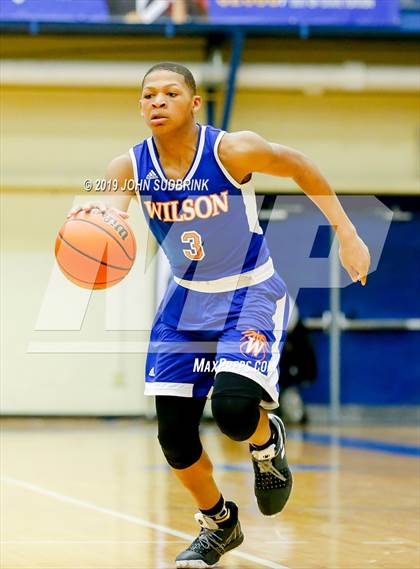 Thumbnail 3 in Currituck County vs Woodrow Wilson (Robert L. Vaughan Border Clash Basketball Invitational) photogallery.