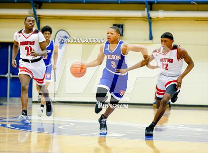 Thumbnail 3 in Currituck County vs Woodrow Wilson (Robert L. Vaughan Border Clash Basketball Invitational) photogallery.