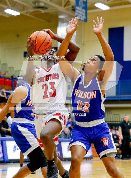 Thumbnail 2 in Currituck County vs Woodrow Wilson (Robert L. Vaughan Border Clash Basketball Invitational) photogallery.