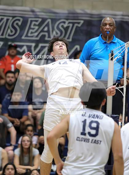 Thumbnail 3 in Clovis @ Clovis East (CIF Norcal Boys VB Regional Final- Division 1) photogallery.