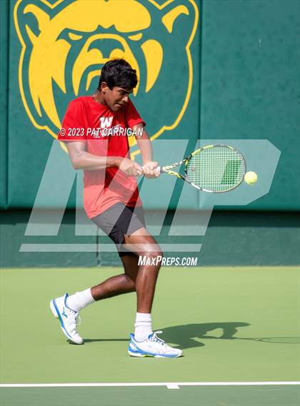 Thumbnail 1 in The Woodlands vs Round Rock Westwood (UIL 6A Team Tennis Semifinal) photogallery.