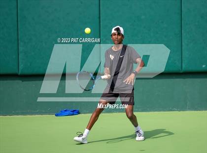Thumbnail 2 in The Woodlands vs Round Rock Westwood (UIL 6A Team Tennis Semifinal) photogallery.