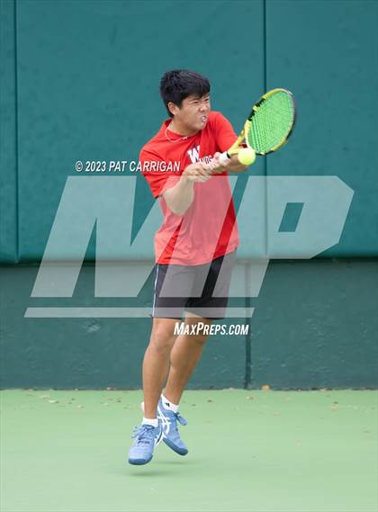 Thumbnail 2 in The Woodlands vs Round Rock Westwood (UIL 6A Team Tennis Semifinal) photogallery.