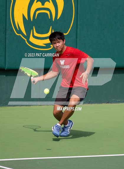 Thumbnail 2 in The Woodlands vs Round Rock Westwood (UIL 6A Team Tennis Semifinal) photogallery.