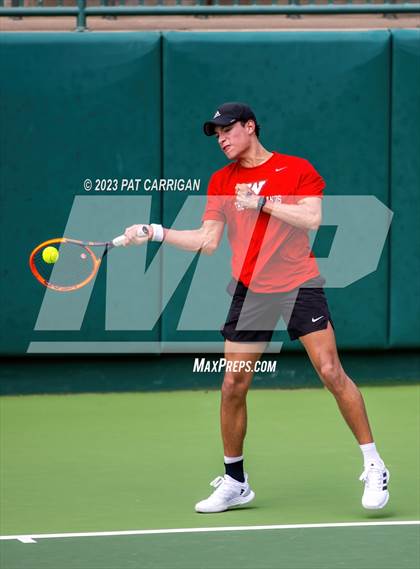 Thumbnail 1 in The Woodlands vs Round Rock Westwood (UIL 6A Team Tennis Semifinal) photogallery.