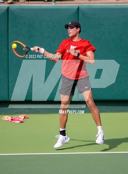 Thumbnail 2 in The Woodlands vs Round Rock Westwood (UIL 6A Team Tennis Semifinal) photogallery.