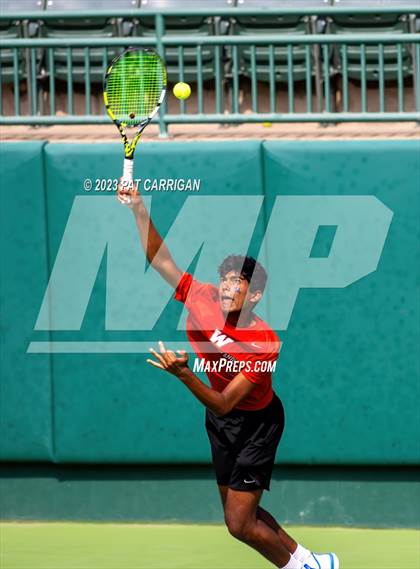 Thumbnail 1 in The Woodlands vs Round Rock Westwood (UIL 6A Team Tennis Semifinal) photogallery.