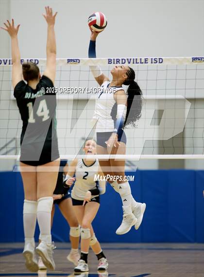 Thumbnail 2 in Flower Mound vs Southlake Carroll (UIL 6A D2 Volleyball Region Final) photogallery.