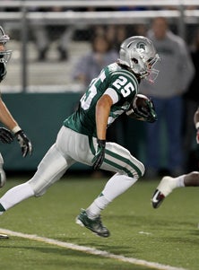 Austin Lonestar during his exciting
39-yard touchdown catch and run just
before halftime.