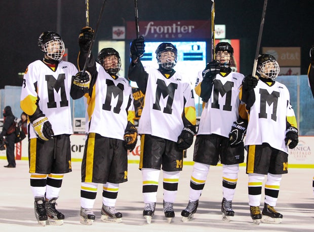 McQuaid Jesuit players salute the crowd following their game against St. Joseph's Collegiate.
