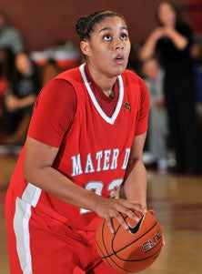 Mosqueda-Lewis eyes one of her 28
points from the line.