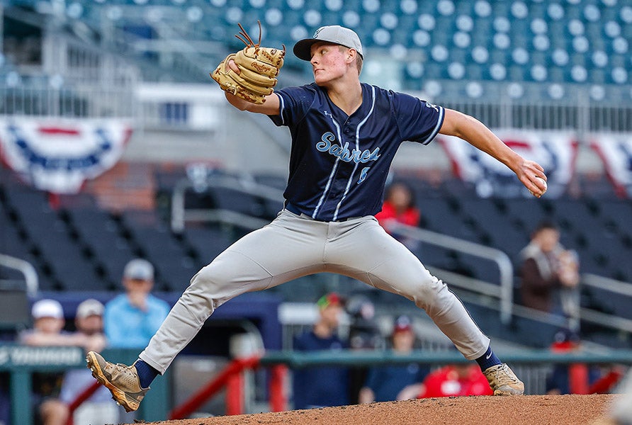 Pictured here as a sophomore in 2024, Carson Bolemon led Southside Christian to South Carolina's Class AAA state title last spring by throwing a no-hitter while striking out 19 batters in the final. (PHOTO: Cecil Copeland)