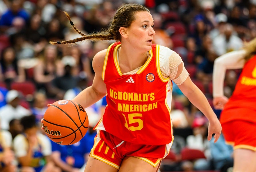 North Carolina signee Kate Harpring of Marist had 14 points for the East in its 91-71 win over the West on Tuesday at the McDonald's All American Game. (PHOTO: Jack Beasley)